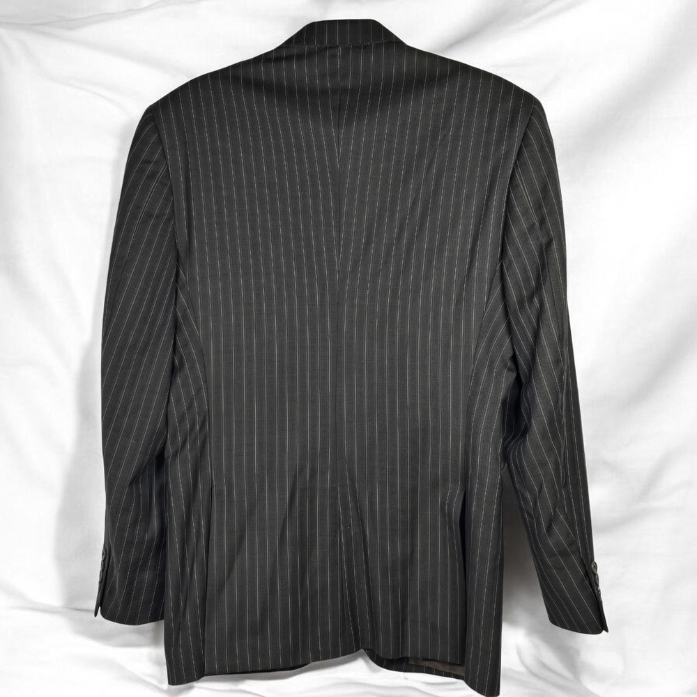 Murano Collezione Sport Coat Blazer Men 42R Charcoal Pinstripe Worsted Wool - Picture 3 of 10